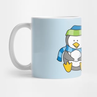 Little Penguin Sitting with Snow Balls Mug